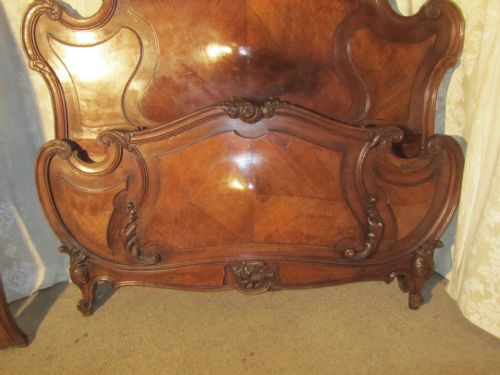 fig 1. French Carved Mahogany and Walnut Rocco Bombe Double Bed