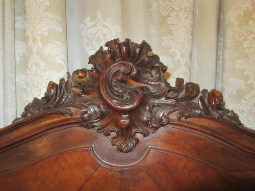 fig 2. French Carved Mahogany and Walnut Rocco Bombe Double Bed