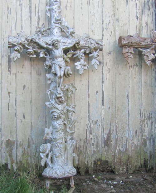 A Large Architectural French Cast Iron Cross, One of Three
