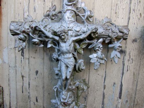 fig 1. A Large Architectural French Cast Iron Cross, One of Three 