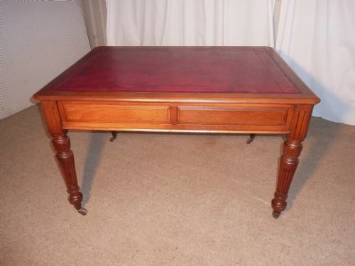 fig 1. Victorian Mahogany Leather Top Partners Library Table
