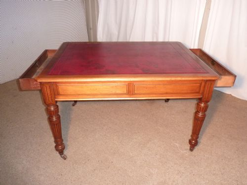 fig 2. Victorian Mahogany Leather Top Partners Library Table