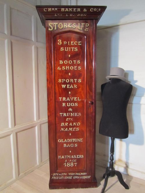 Victorian Mahogany Lettered Compactum, Wardrobe Gentleman’s Outfitter Shop Display