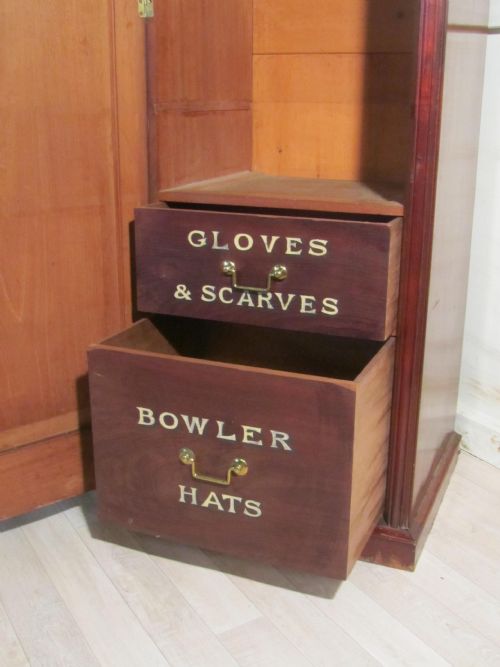 fig 2. Victorian Mahogany Lettered Compactum, Wardrobe Gentleman’s Outfitter Shop Display