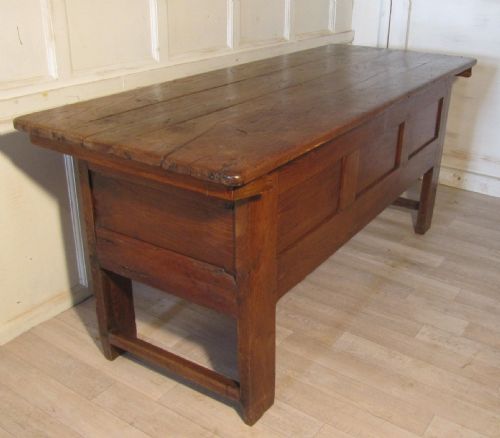 fig 2. Large French Panelled Elm and Fruit Wood Coffer, Table