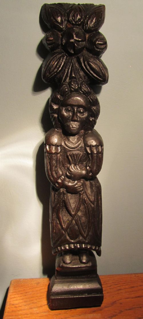 fig 2. Large Pair of 16th Century Primitive Carved Oak Caryatids