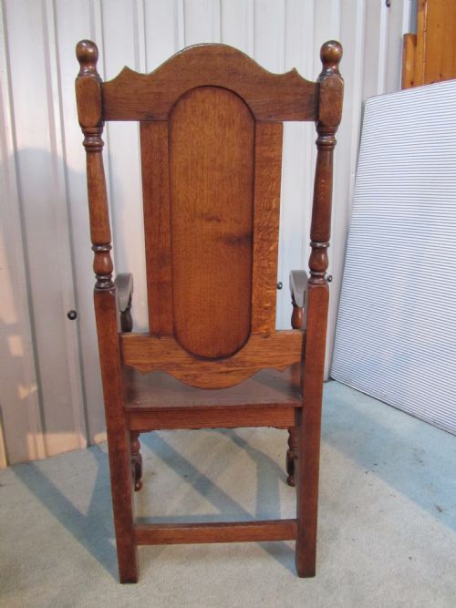 fig 2. A Set of 10 Heavy Oak High Back Dining Chairs