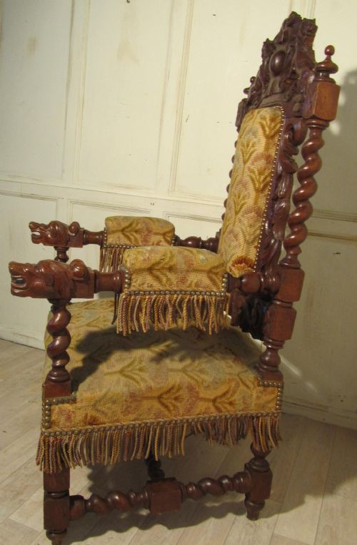 fig 2. Stunning Victorian Gothic Carved Oak Throne Chair