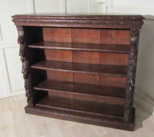 Victorian Green Man Gothic Open Bookcase.