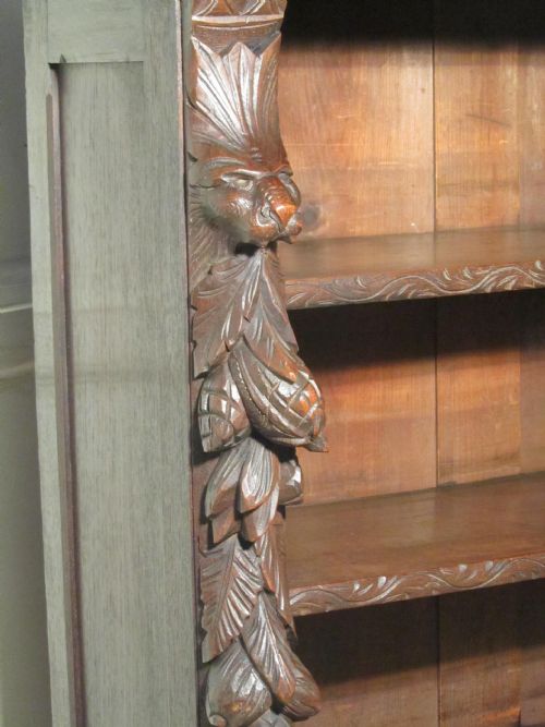 fig 1. Victorian Green Man Gothic Open Bookcase.