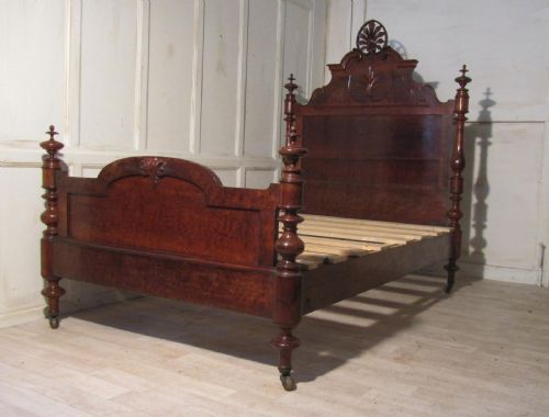 An Elegant French Bur Walnut Chateau Small Double Bed