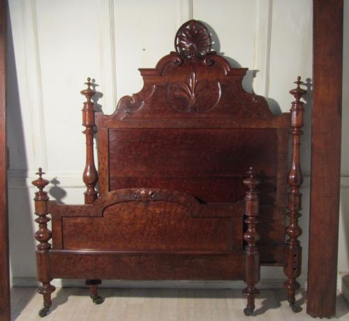 fig 1. An Elegant French Bur Walnut Chateau Small Double Bed
