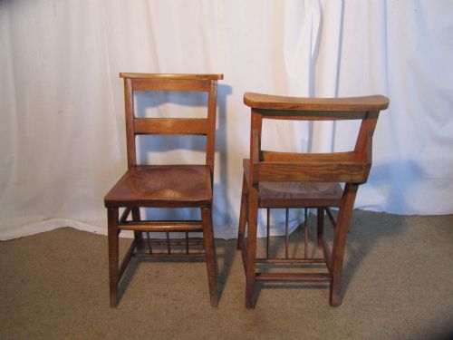 fig 2. Set of 6 Victorian Beech and Elm Chapel Chairs
