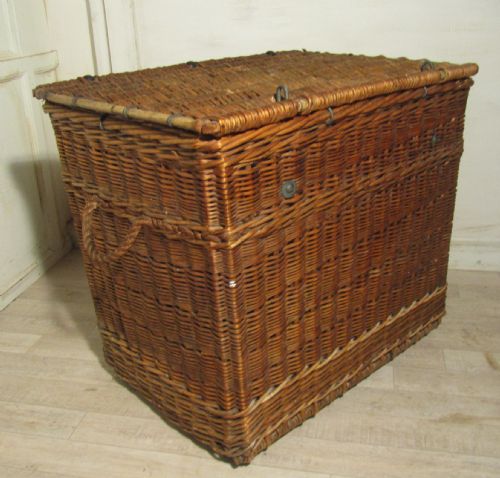fig 1. Large Victorian Antique Wicker Laundry Basket.