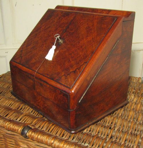 A Charming Victorian Burr Walnut Stationary Box