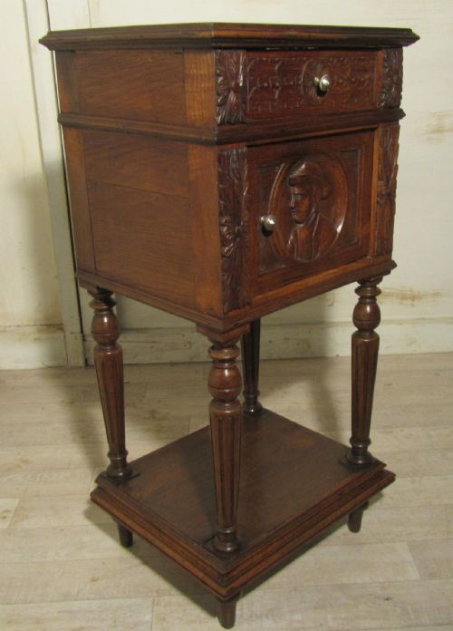 fig 1. French Carved Oak Night Table or Bedside Cupboard