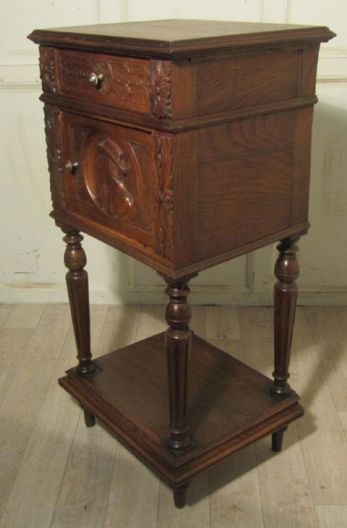 fig 2. French Carved Oak Night Table or Bedside Cupboard