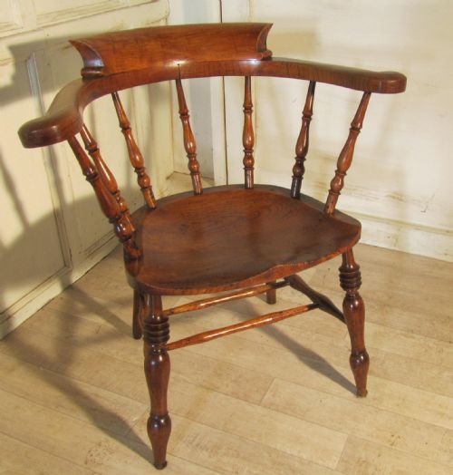 Early 19th Century Elm & Ash Smokers Bow Office or Desk Chair