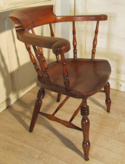 fig 1. Early 19th Century Elm & Ash Smokers Bow Office or Desk Chair