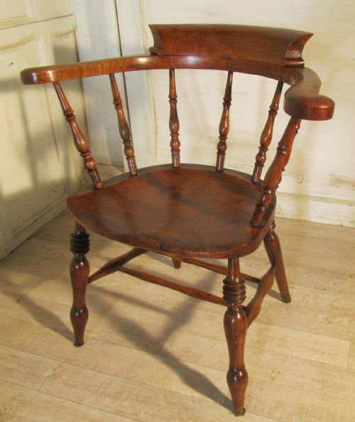 fig 2. Early 19th Century Elm & Ash Smokers Bow Office or Desk Chair