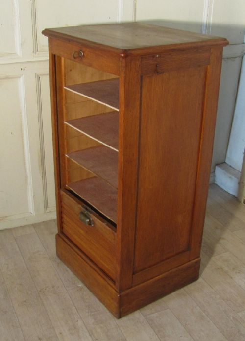 fig 2. A French Tambour Fronted Oak Art Deco Filing Cabinet