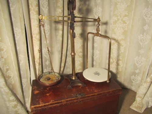 fig 2. Superb Large Brass and Iron Dairy Balance Scales by Parnall of Bristol