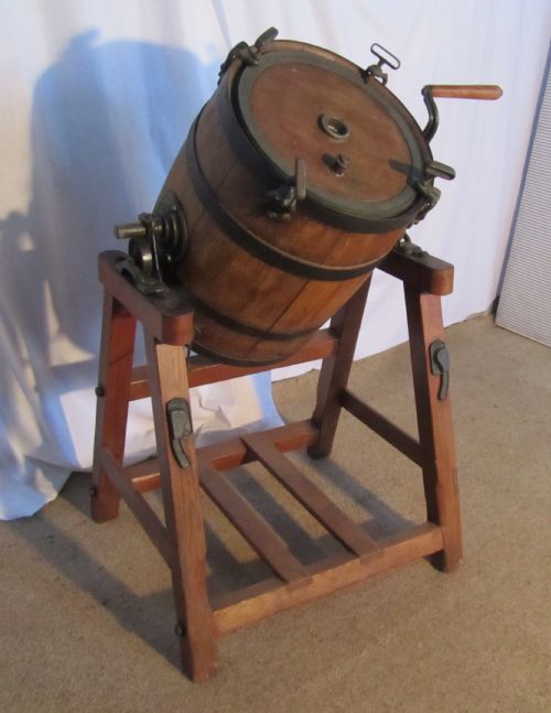 fig 2. A Wonderful English 19th Century Oak Butter Churn on a Pine Stand