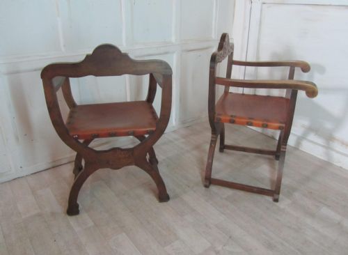 fig 1. A Handsome Pair of 19th Century X Framed Chairs