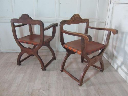 fig 2. A Handsome Pair of 19th Century X Framed Chairs