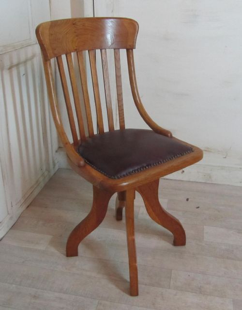 19th Century Swivelling Ash & Oak Desk Chair or Typists  Chair 
