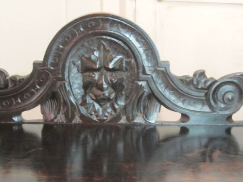fig 1. Superbly Carved Green Man, Oak Hall Table