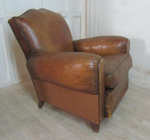 fig 2. A French Art Deco Shabby Leather Club Chair