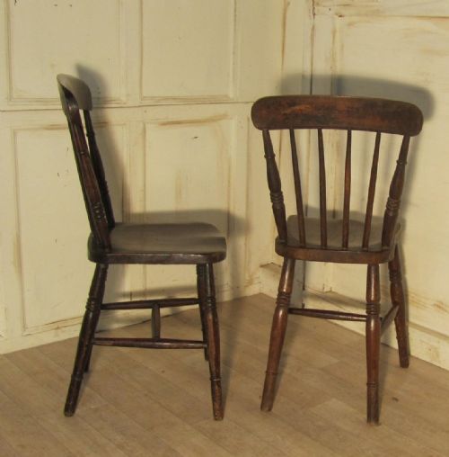 fig 2. Set of 6 Victorian Beech & Elm Country Kitchen Chairs