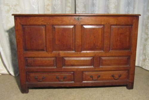 Georgian Oak Panelled Two Drawer Mule Chest