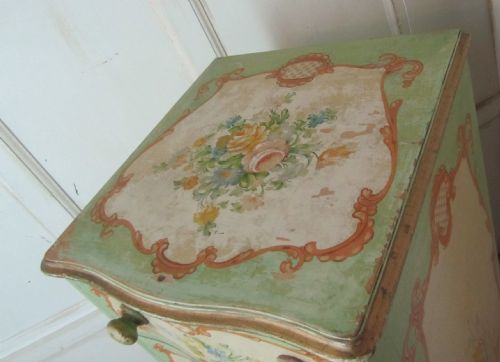 fig 3. Original Shabby Painted Tall Serpentine Chest of Drawers, Five drawer Chest