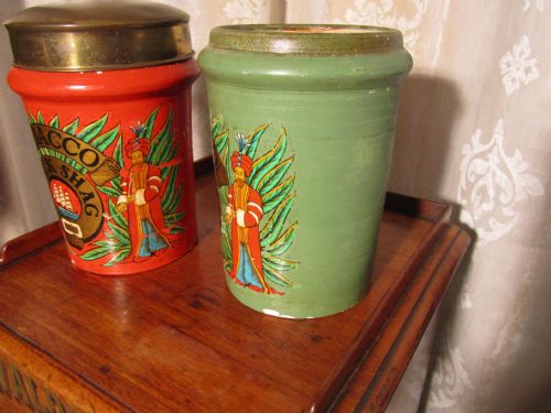 fig 2. Pair of Painted Shop Tobacco Jars