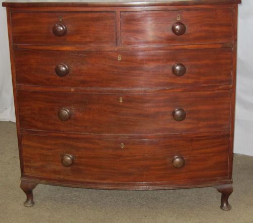 A Victorian Flame Mahogany Bow Front Chest of Drawers