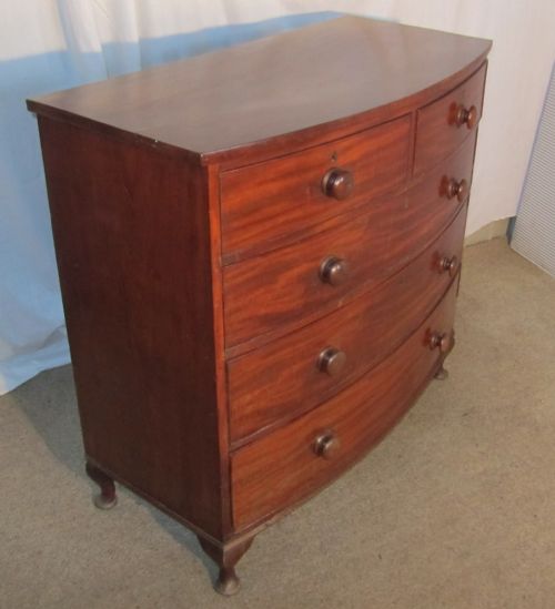 fig 1. A Victorian Flame Mahogany Bow Front Chest of Drawers