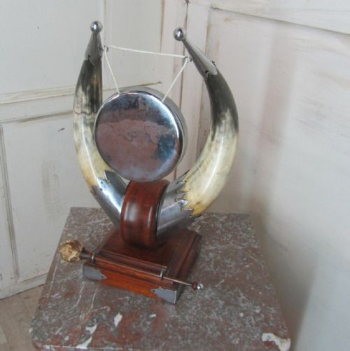 Art Deco Animal Horn Table Gong