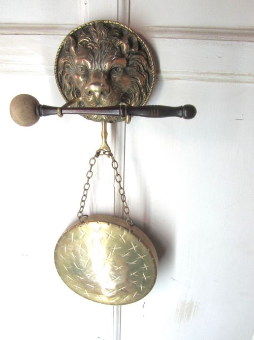 fig 1. Chased Brass Lion's Head Dinner Gong