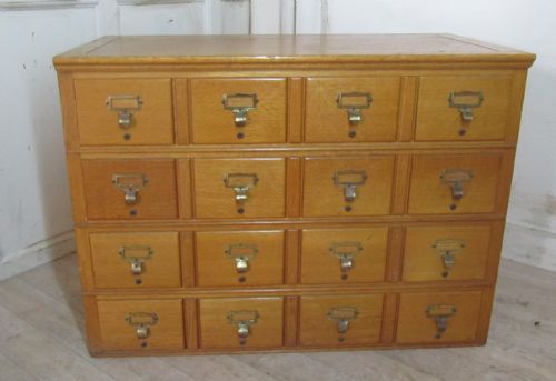 Golden Oak Card Index Filing Cabinet, Wine Rack