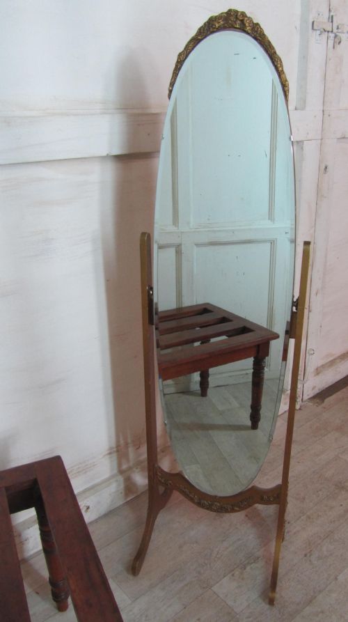 A Superb Art Deco Gilt Cheval Dressing Mirror