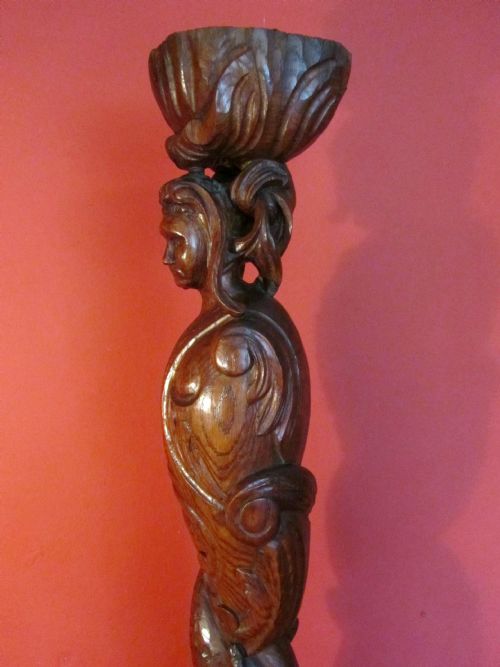 fig 1. A Large 19th Century Carved Oak Caryatid