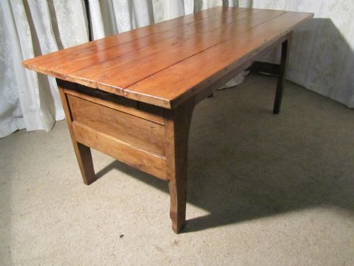 fig 1. A Rustic French Farmhouse Cherry Wood Baker’s Table