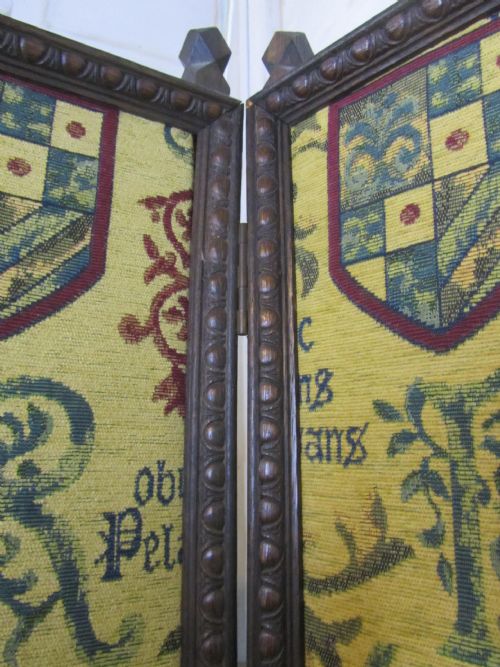 fig 1. Upholstered 4 Fold Screen, Gothic Oak Room Divider