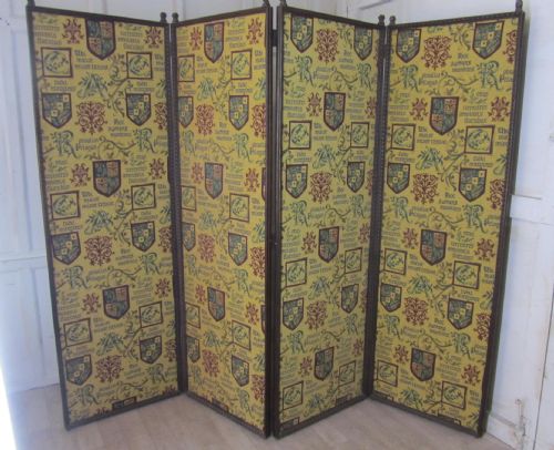 fig 2. Upholstered 4 Fold Screen, Gothic Oak Room Divider