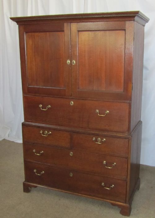 A Georgian Oak Linen Press Compactum Desk Chest of Drawers Students Cupboard