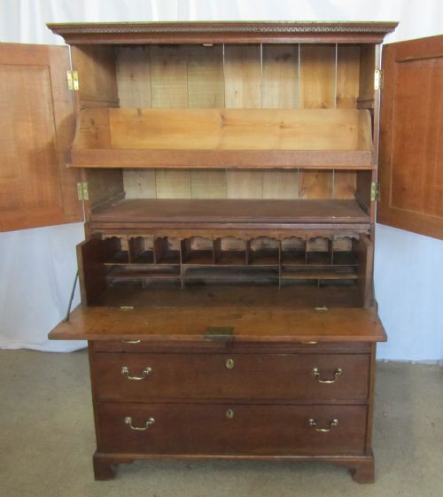 fig 1. A Georgian Oak Linen Press Compactum Desk Chest of Drawers Students Cupboard