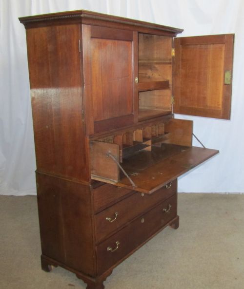 fig 2. A Georgian Oak Linen Press Compactum Desk Chest of Drawers Students Cupboard