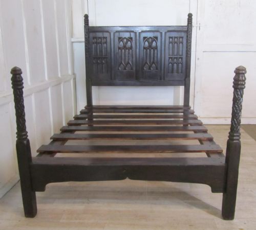 A Superb Gothic Carved Oak Double Bed